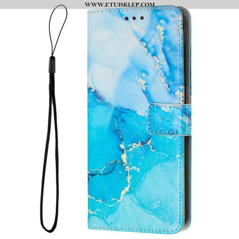 Etui Folio do Samsung Galaxy M13 Marmur Ze Smyczą